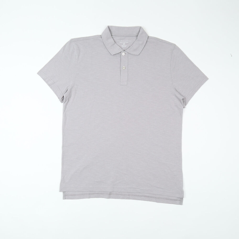 The Men's Store Cotton Slub Polo Shirt Grey Size M
